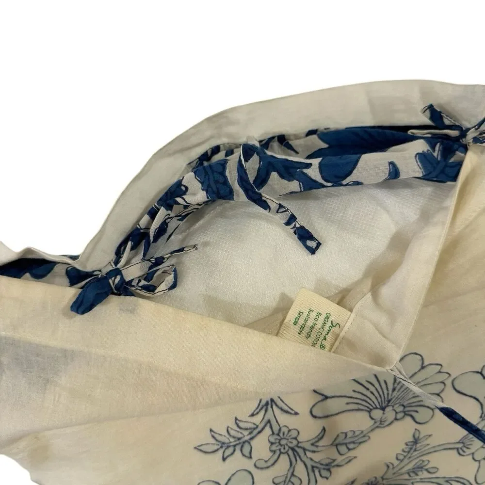 Soma Organic Cotton Pillow Hand Block Print Throw Blue White Boho Ethnic READ
